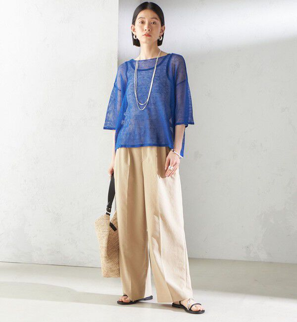 SHIPS for women「〈手洗い可能〉Asami 麻調合繊 2タック ワイドパンツ」|その他|
