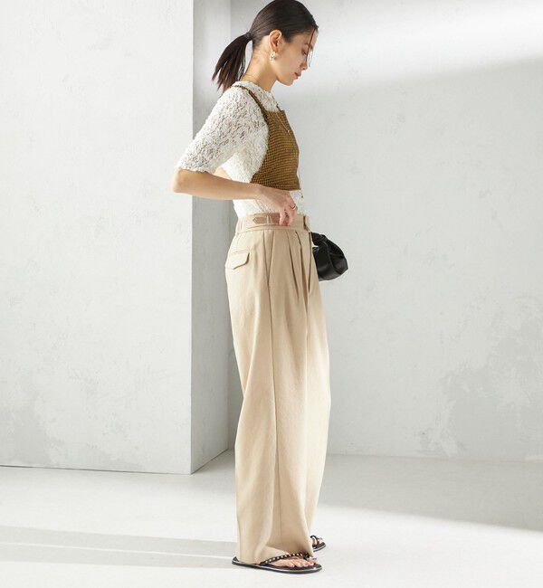 SHIPS for women「〈手洗い可能〉Asami 麻調合繊 2タック ワイドパンツ」|その他|