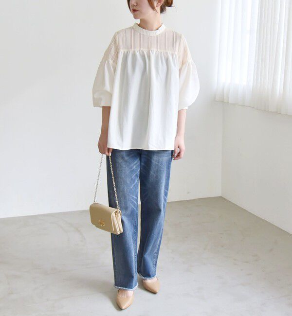 quaranciel「quaranciel:〈手洗い可能〉ラッセル レース フィブリル ブラウス」|シャツ・ブラウス|