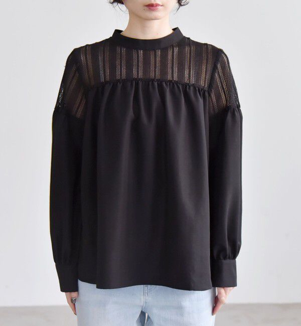 quaranciel「quaranciel:〈手洗い可能〉ラッセル レース フィブリル ブラウス」|シャツ・ブラウス|