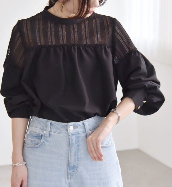 quaranciel「quaranciel:〈手洗い可能〉ラッセル レース フィブリル ブラウス」|シャツ・ブラウス|