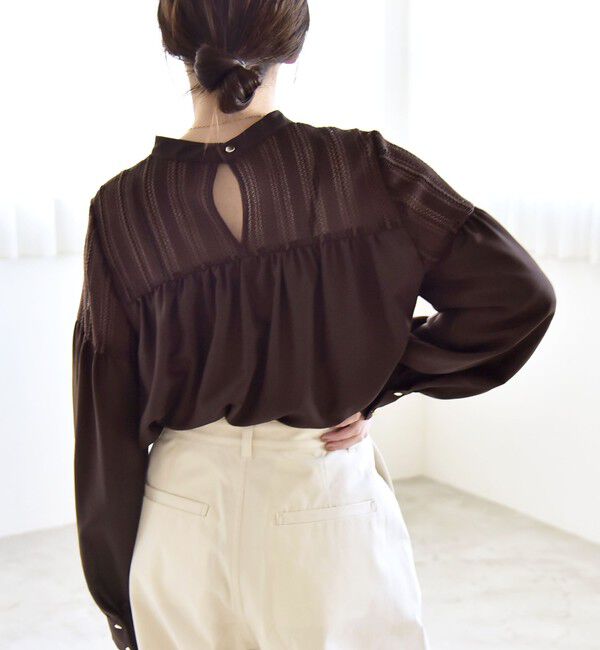 quaranciel「quaranciel:〈手洗い可能〉ラッセル レース フィブリル ブラウス」|シャツ・ブラウス|