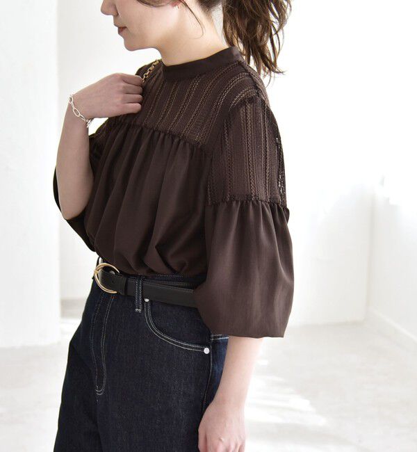 quaranciel「quaranciel:〈手洗い可能〉ラッセル レース フィブリル ブラウス」|シャツ・ブラウス|