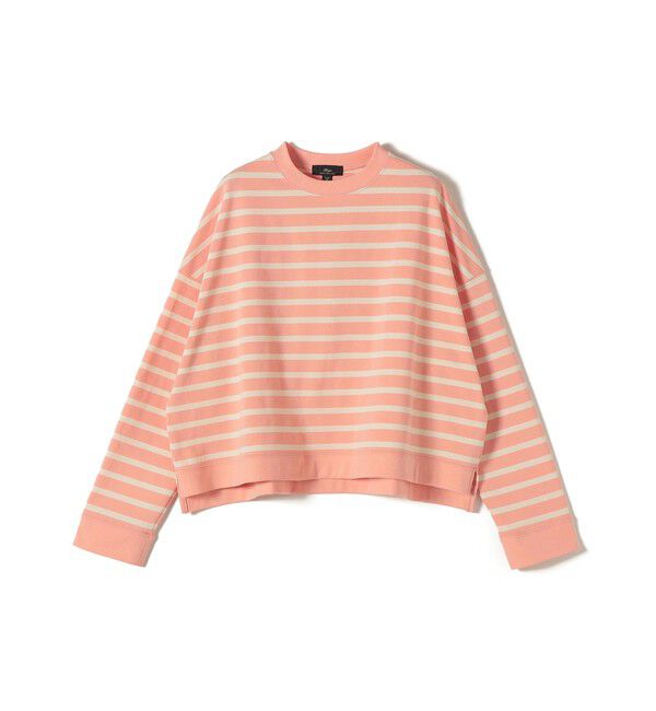 SHIPS for women「SHIPS Primary Navy Label:コットン ボーダー クルーネック プルオーバー」|Tシャツ・カットソー|ピンク系