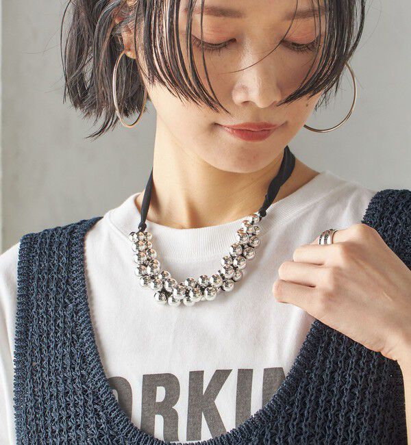 SHIPS for women「in mood:リボン ニット ボール ネックレス」|ネックレス|