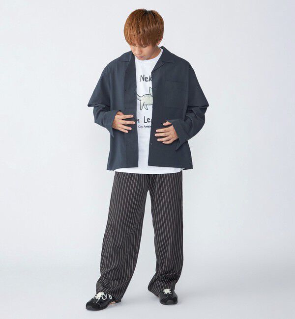 SHIPS「City Ambient Products: オープンカラー 楊柳 ソリッド ロングスリーブ シャツ」|シャツ・ブラウス|