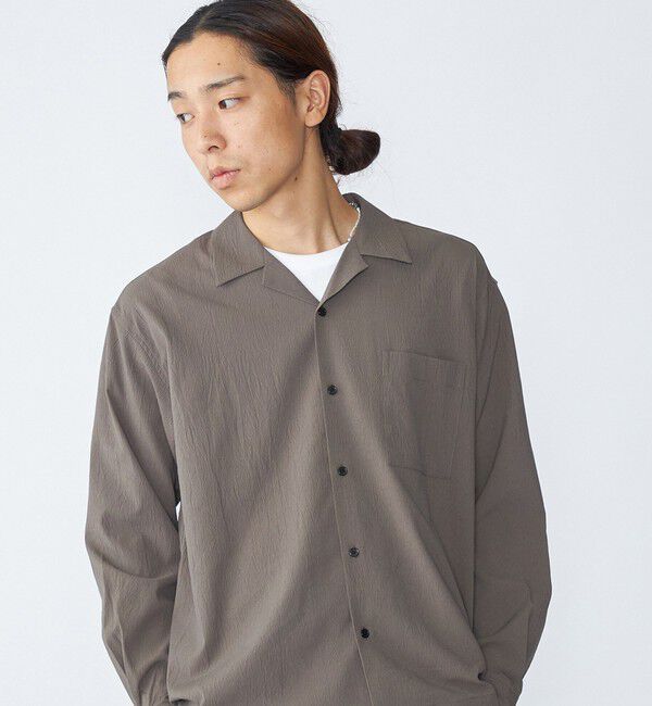 SHIPS「City Ambient Products: オープンカラー 楊柳 ソリッド ロングスリーブ シャツ」|シャツ・ブラウス|