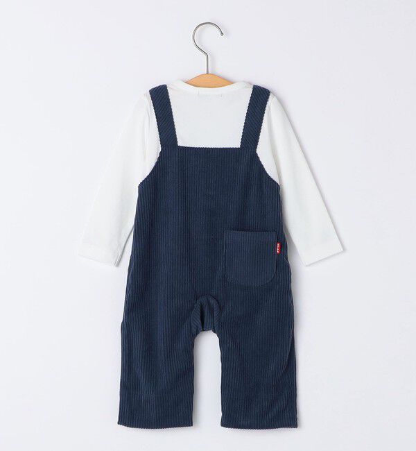 SHIPS KIDS「SHIPS KIDS:70～80cm / フェイク オーバーオール ロンパース」|ロンパース|