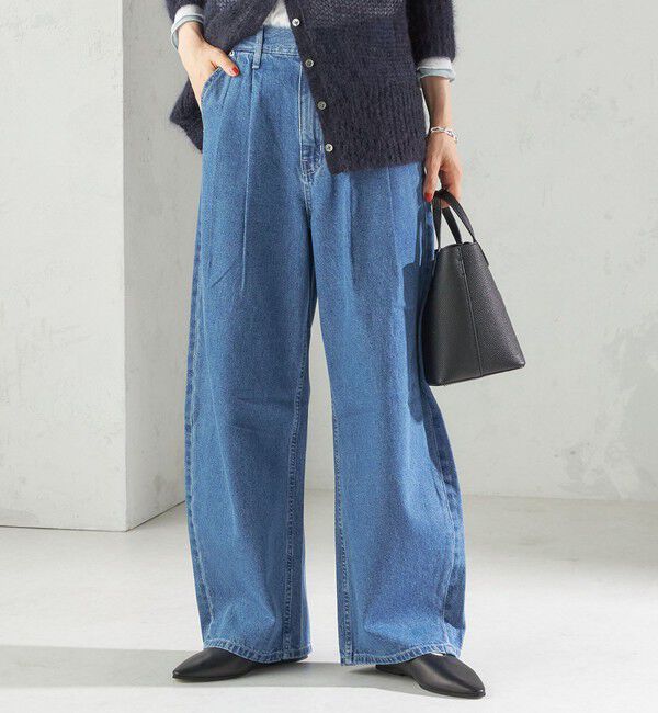 SHIPS for women「〈洗濯機可能〉2タック カーブ デニム パンツ」|デニム|