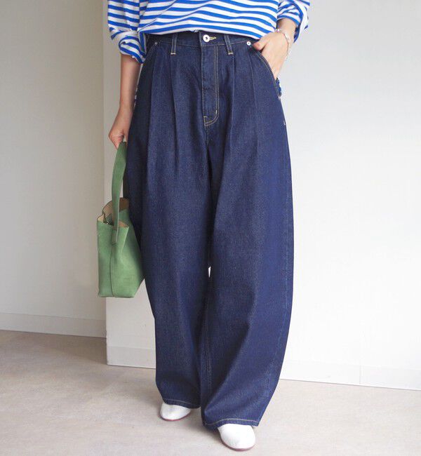 SHIPS for women「〈洗濯機可能〉2タック カーブ デニム パンツ」|デニム|