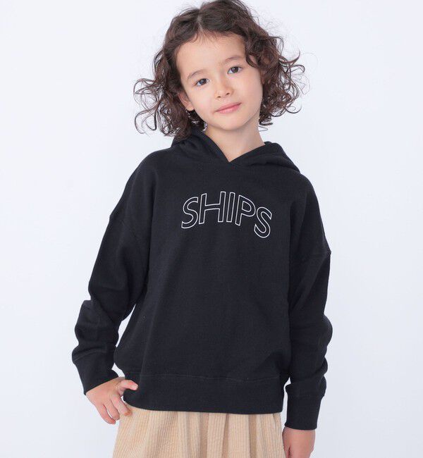 SHIPS KIDS「【WEB限定】SHIPS KIDS:100～160cm / SHIPS ラウンド ロゴ パーカ」|パーカー|ブラック