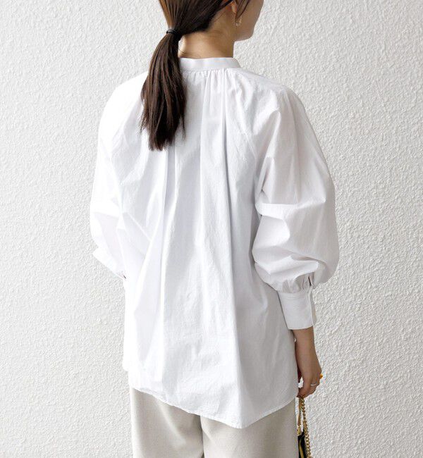 SHIPS any「bon_meur:〈洗濯機可能〉レース スカーフ付き バンドカラー ギャザー パフ シャツ」|シャツ・ブラウス|