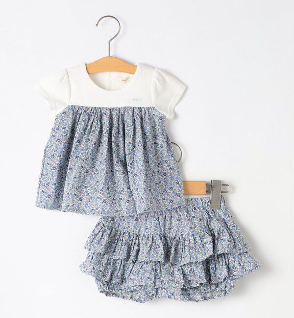 SHIPS KIDS「SHIPS KIDS:70～80cm / フラワー セット ロンパース」|ロンパース|ライトブルー