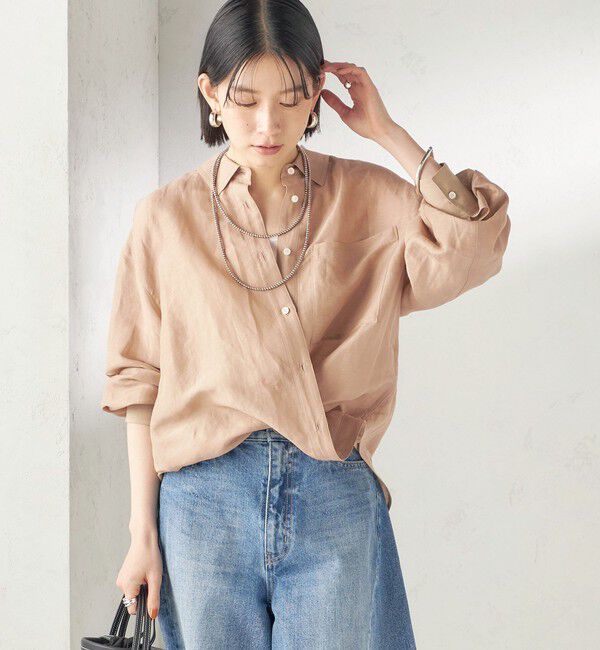 SHIPS for women「《一部追加予約》〈手洗い可能〉IMPERIAL LINEN 混 オーバー サイズ シャツ」|シャツ・ブラウス|