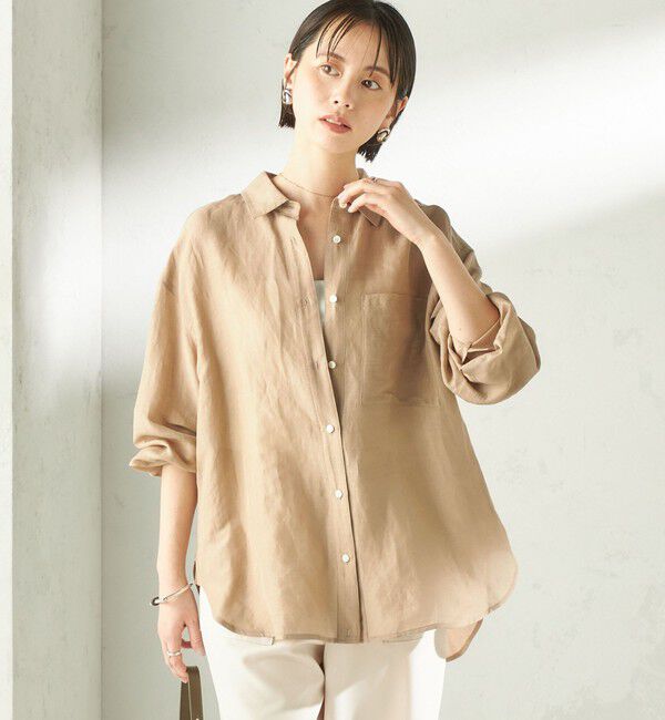 SHIPS for women「《一部追加予約》〈手洗い可能〉IMPERIAL LINEN 混 オーバー サイズ シャツ」|シャツ・ブラウス|
