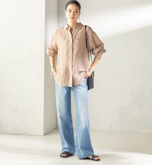 SHIPS for women「《一部追加予約》〈手洗い可能〉IMPERIAL LINEN 混 オーバー サイズ シャツ」|シャツ・ブラウス|