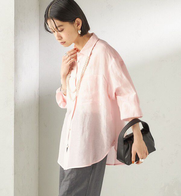 SHIPS for women「《一部追加予約》〈手洗い可能〉IMPERIAL LINEN 混 オーバー サイズ シャツ」|シャツ・ブラウス|