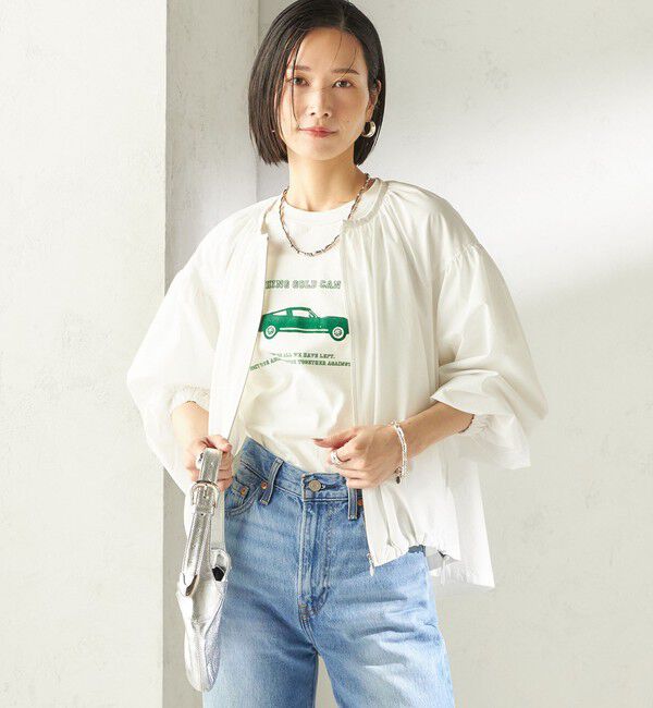 SHIPS for women「〈接触冷感 / 撥水加工〉TEXBRID(R) タフタ ギャザー 羽織 ブルゾン」|ブルゾン・スタジャン|