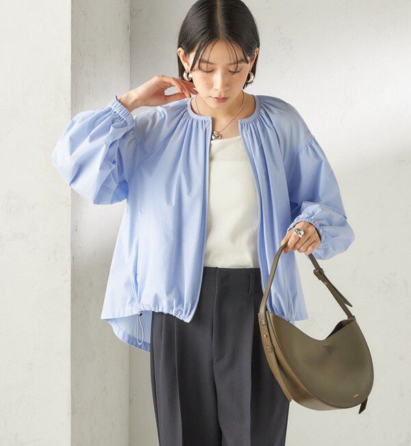 SHIPS for women「〈接触冷感 / 撥水加工〉TEXBRID(R) タフタ ギャザー 羽織 ブルゾン」|ブルゾン・スタジャン|