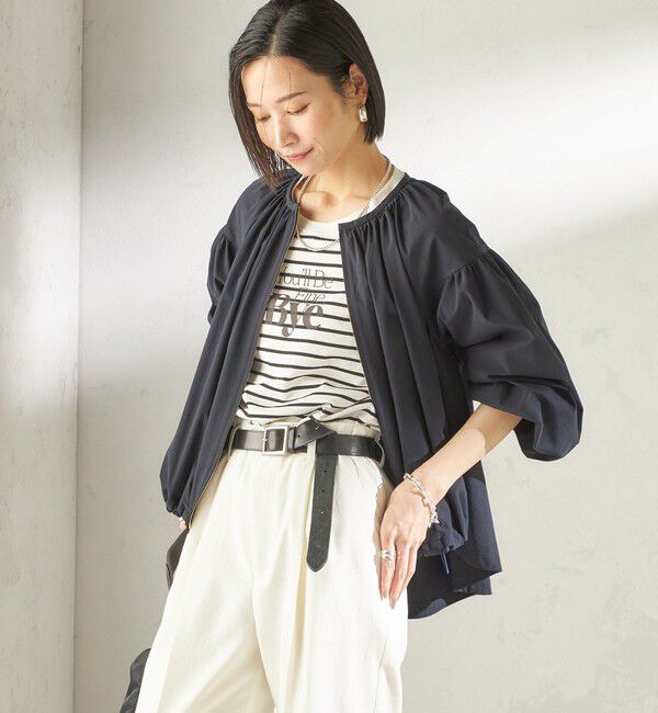 SHIPS for women「〈接触冷感 / 撥水加工〉TEXBRID(R) タフタ ギャザー 羽織 ブルゾン」|ブルゾン・スタジャン|