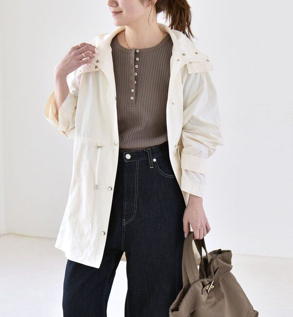 quaranciel「quaranciel:〈撥水加工/洗濯機可能〉ナイロン ドロスト フード ミディ ブルゾン」|その他|