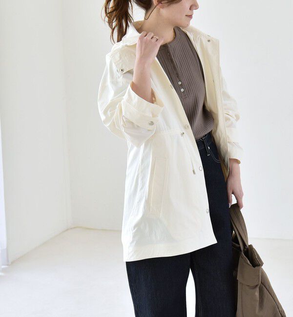 quaranciel「quaranciel:〈撥水加工/洗濯機可能〉ナイロン ドロスト フード ミディ ブルゾン」|その他|