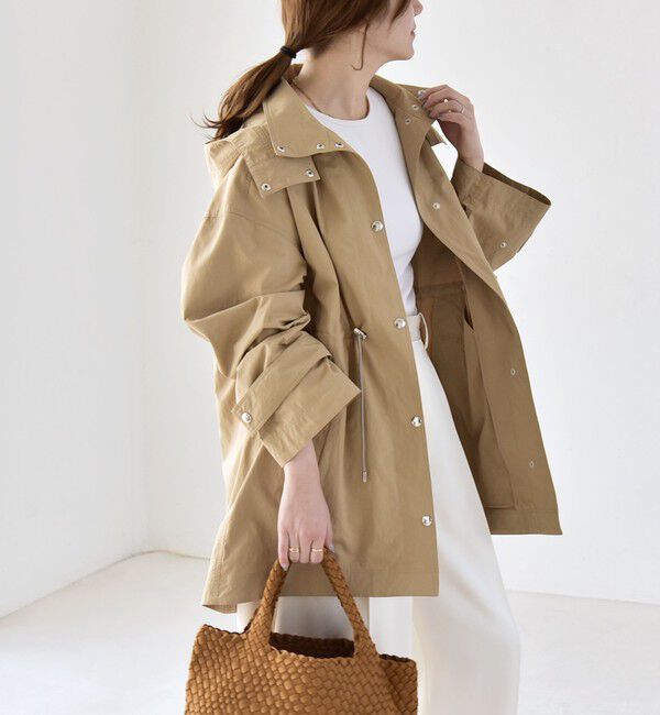 quaranciel「quaranciel:〈撥水加工/洗濯機可能〉ナイロン ドロスト フード ミディ ブルゾン」|その他|