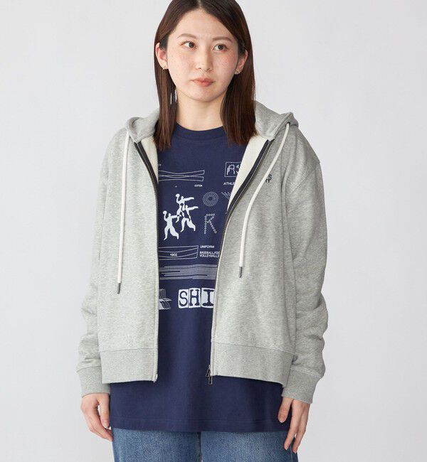 SHIPS「【WEB限定】SHIPS: クロップド ワイド ワンポイント ロゴ ジップアップ フーディー」|パーカー|