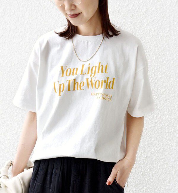 SHIPS for women「【SHIPS別注】81BRANCA: 5分袖 ロゴ TEE」|Tシャツ・カットソー|