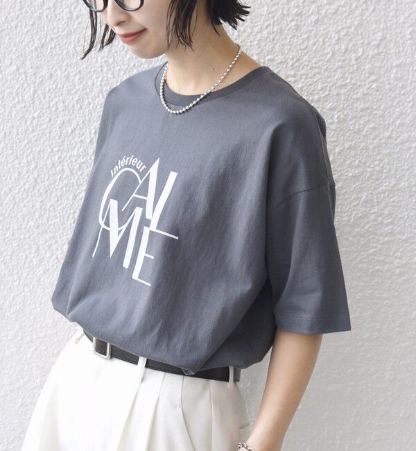 SHIPS for women「【SHIPS別注】81BRANCA: 5分袖 ロゴ TEE」|Tシャツ・カットソー|