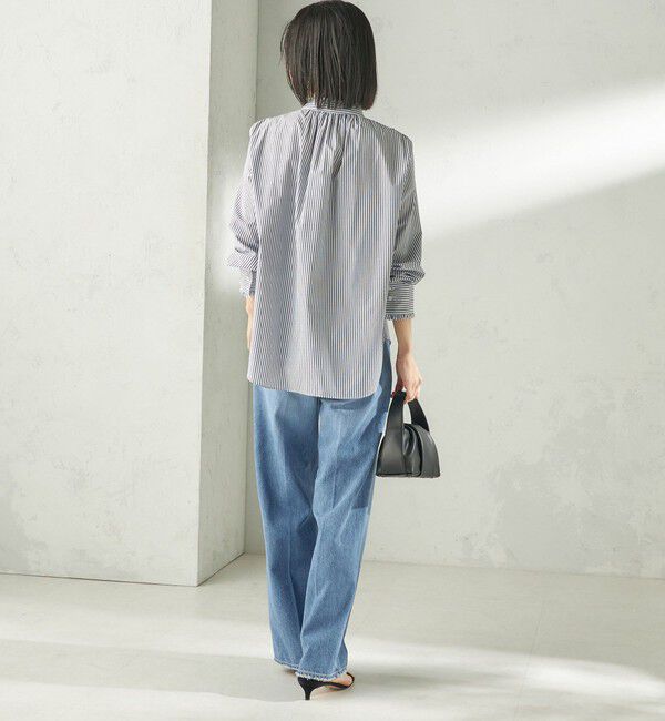 SHIPS for women「〈手洗い可能〉パール モチーフ ボタン フリル ブラウス」|シャツ・ブラウス|