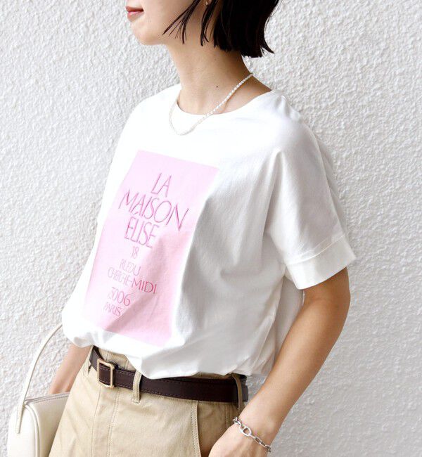 SHIPS for women「【WEB限定】オーガニック コットン ロゴ フレンチスリーブ TEE」|Tシャツ・カットソー|