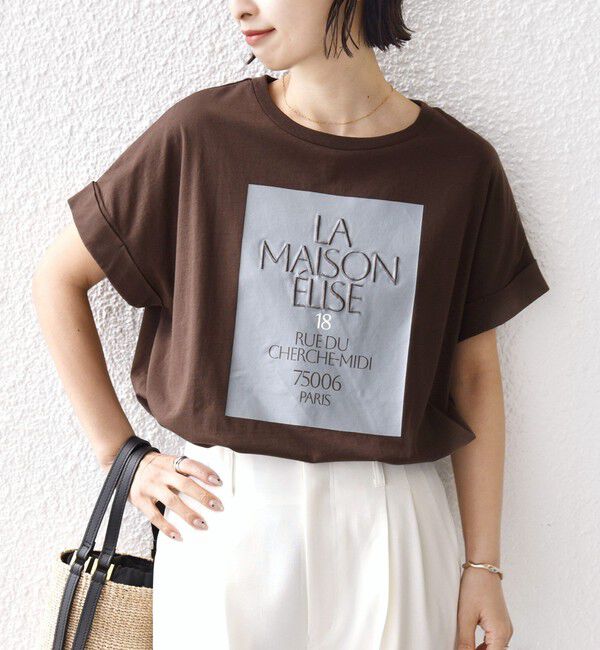 SHIPS for women「【WEB限定】オーガニック コットン ロゴ フレンチスリーブ TEE」|Tシャツ・カットソー|