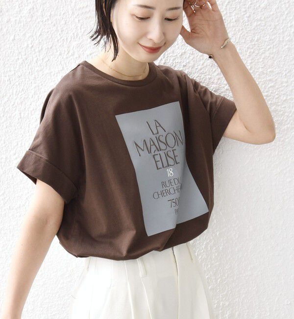 SHIPS for women「【WEB限定】オーガニック コットン ロゴ フレンチスリーブ TEE」|Tシャツ・カットソー|