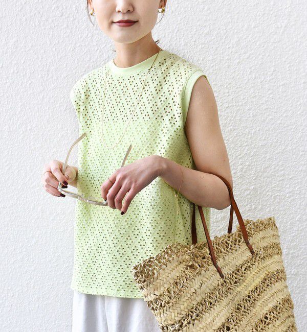 SHIPS for women「〈手洗い可能〉アイレット ノースリーブ フレア プルオーバー」|Tシャツ・カットソー|ライトグリーン