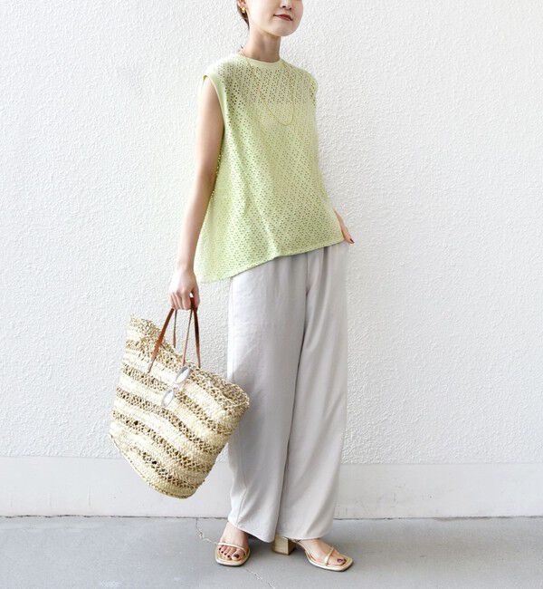 SHIPS for women「〈手洗い可能〉アイレット ノースリーブ フレア プルオーバー」|Tシャツ・カットソー|