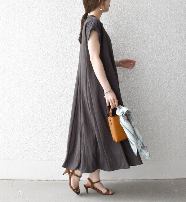 SHIPS any「SHIPS any:〈洗濯機可能〉ツイル バンドカラー フレンチ フレア シャツ ワンピース」|ワンピース|