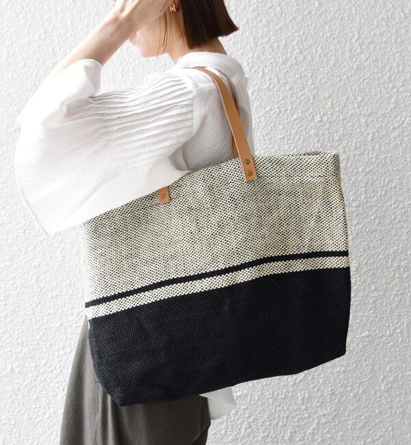SHIPS any「《予約》TARANGO: ライン デザイン ジュート ビッグ トート（A4対応）」|トートバッグ|