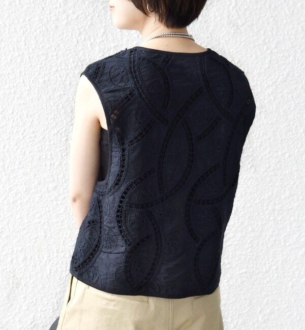 SHIPS for women「〈手洗い可能〉オープン ワーク レース 刺繍 ベスト」|ベスト・ジレ|