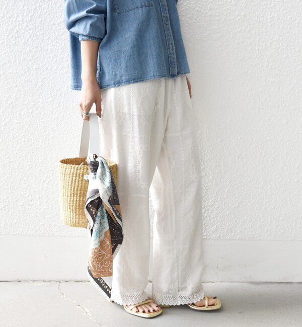 SHIPS for women「〈手洗い可能〉パッチワーク レース ドロスト パンツ」|その他|オフホワイト