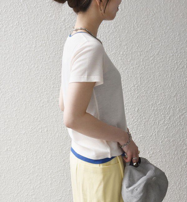 SHIPS any「《予約》SHIPS any:〈手洗い可能〉レイヤード シアー ワッフル TEE」|Tシャツ・カットソー|