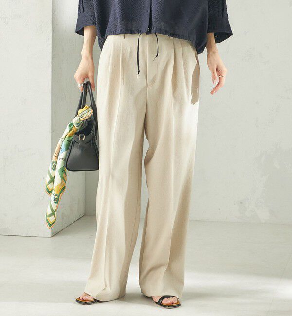 SHIPS for women「〈手洗い可能〉ドライ シャンタン フロント タック パンツ」|その他|