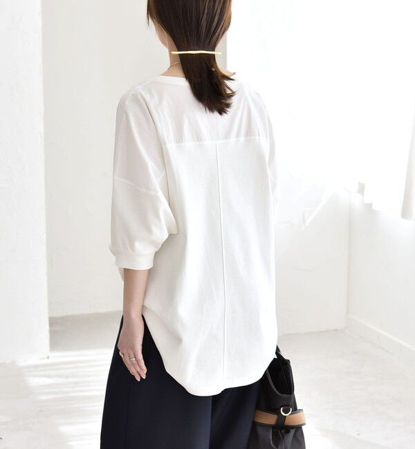 quaranciel「《予約》quaranciel:〈接触冷感/汗染み防止加工/洗濯機可能〉ドッキング Aライン カットソー」|Tシャツ・カットソー|