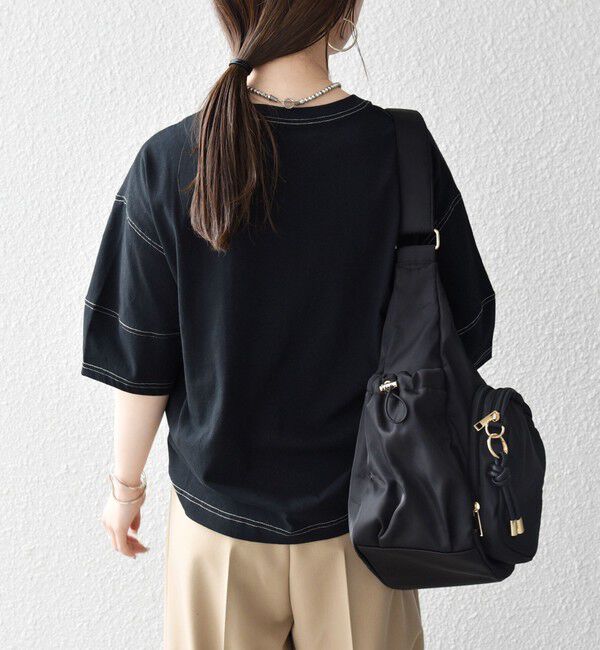 SHIPS any「《予約》SHIPS any:〈抗菌防臭/洗濯機可能〉USAコットン 配色 ステッチ ワイド TEE」|Tシャツ・カットソー|