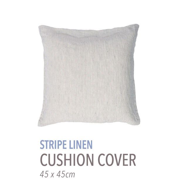 TOMORROWLAND HOME「ストライプリネン クッションカバー（45cm &times; 45cm）」|クッション・クッションカバー|14 グレー系