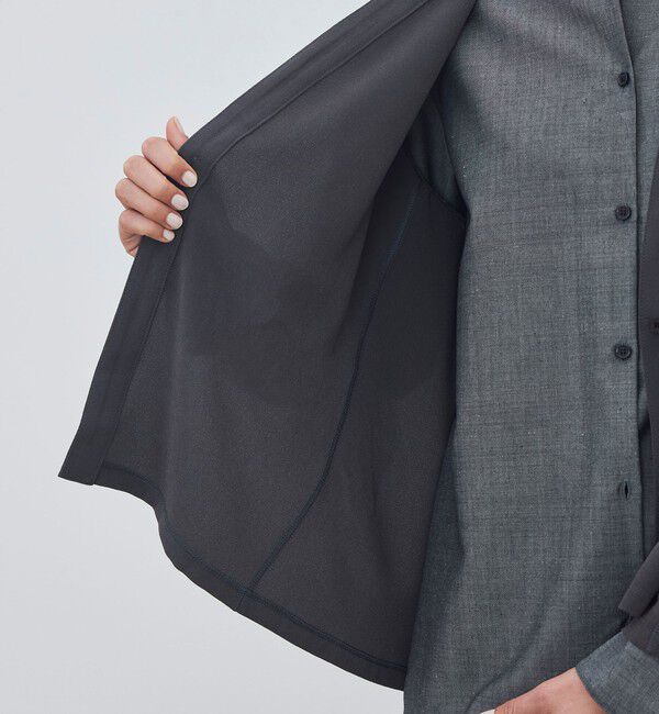 DES PRES「ジャージーライクジョーゼット カラーレスジャケット」|ノーカラージャケット|