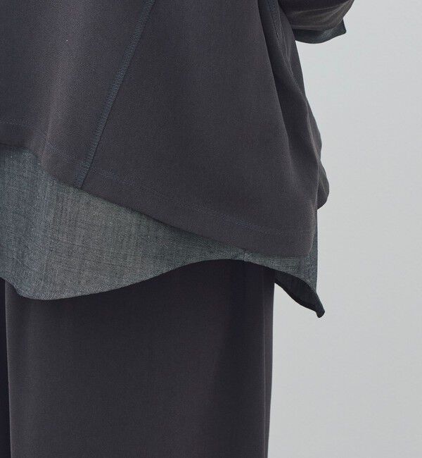 DES PRES「ジャージーライクジョーゼット カラーレスジャケット」|ノーカラージャケット|