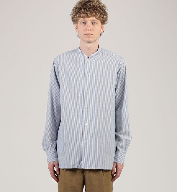 TOMORROWLAND MENS「コットンシルク バンドカラー ロングスリーブシャツ」|シャツ・ブラウス|