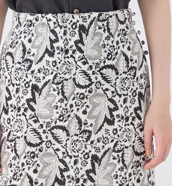 SOULEIADO「リネンプリント ナロースカート」|フレア|