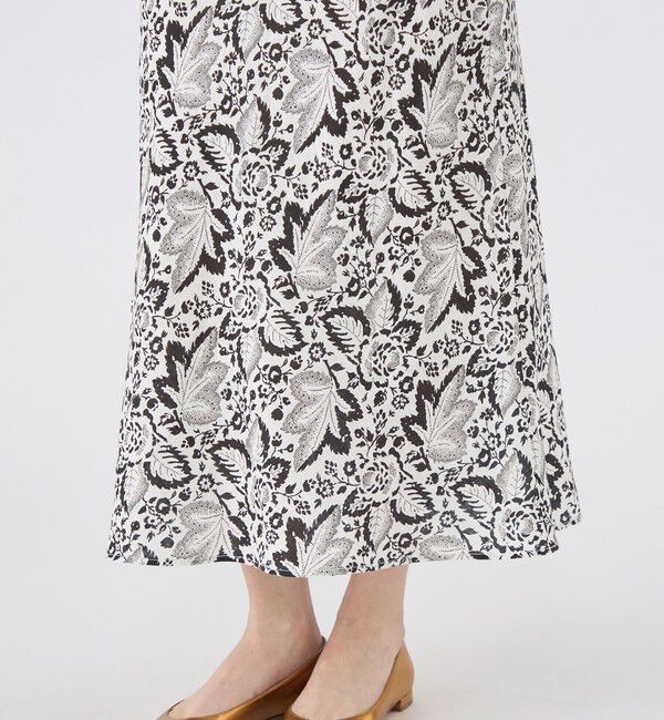 SOULEIADO「リネンプリント ナロースカート」|フレア|